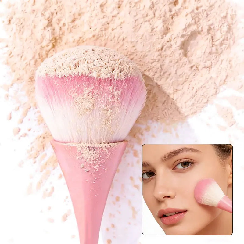 Cosmetic Makeup Brush Set - Loose Powder, Highlighting & Blush Brushes - Soft Synthetic Hair - Multiple Handle Colors