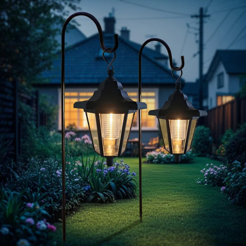 Solar-Powered Hexagonal Hanging Garden Lantern for Outdoors - 1 or 2 Pack