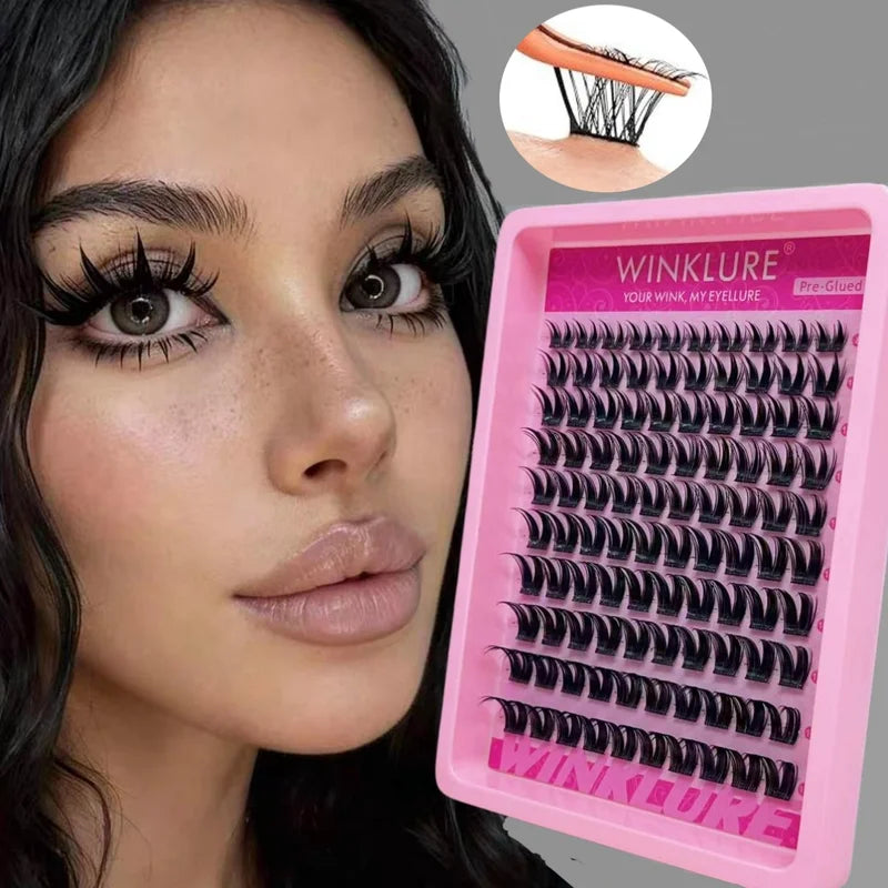 Self-Adhesive Eyelash Clusters - Reusable Wispy Press-On False Lashes