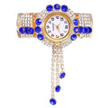 Fashion Women's Quartz Watch with Rhinestones and Adjustable Bangle
