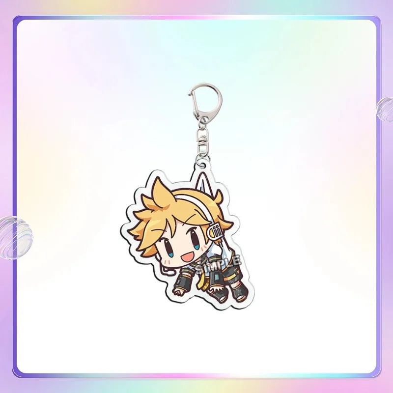 Anime Game Keychain Pendant Ring - Kagamine Rin Len Hatsune Miku Acrylic Fan Accessory