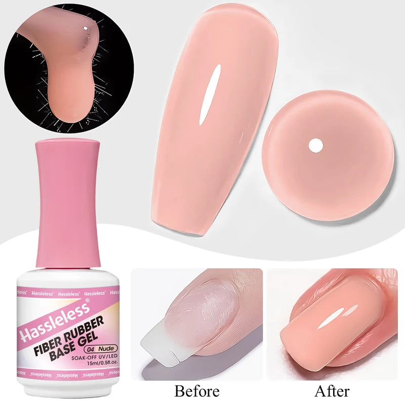 15ml Clear Fiber Base Gel Nail Polish - Quick-Setting for UV & LED Lamps
