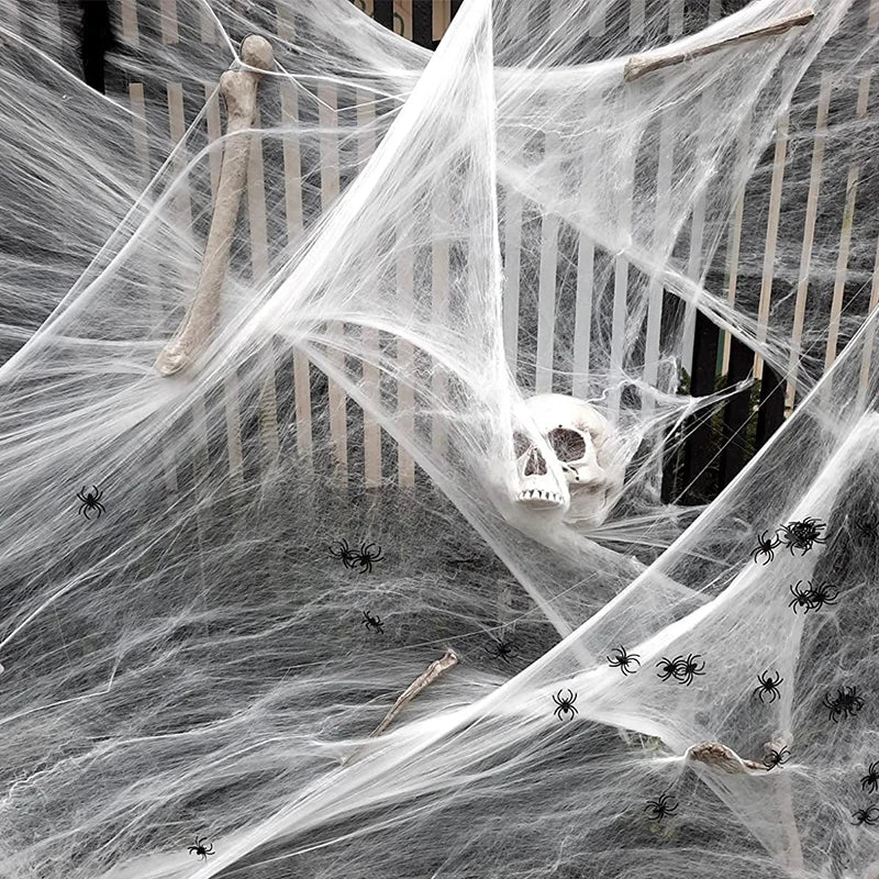 Halloween Spider Web Decorations - Stretch Cobwebs for Haunted House & Party Scenes
