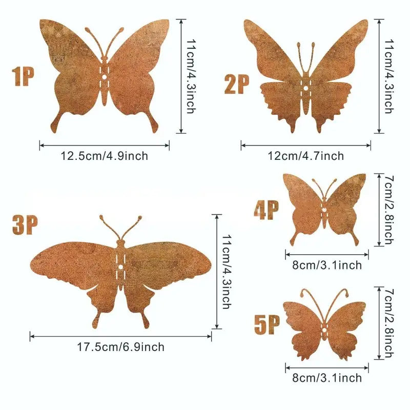 Set of 15 Rustic Metal Butterfly Wall Decor for Garden & Outdoor Fence