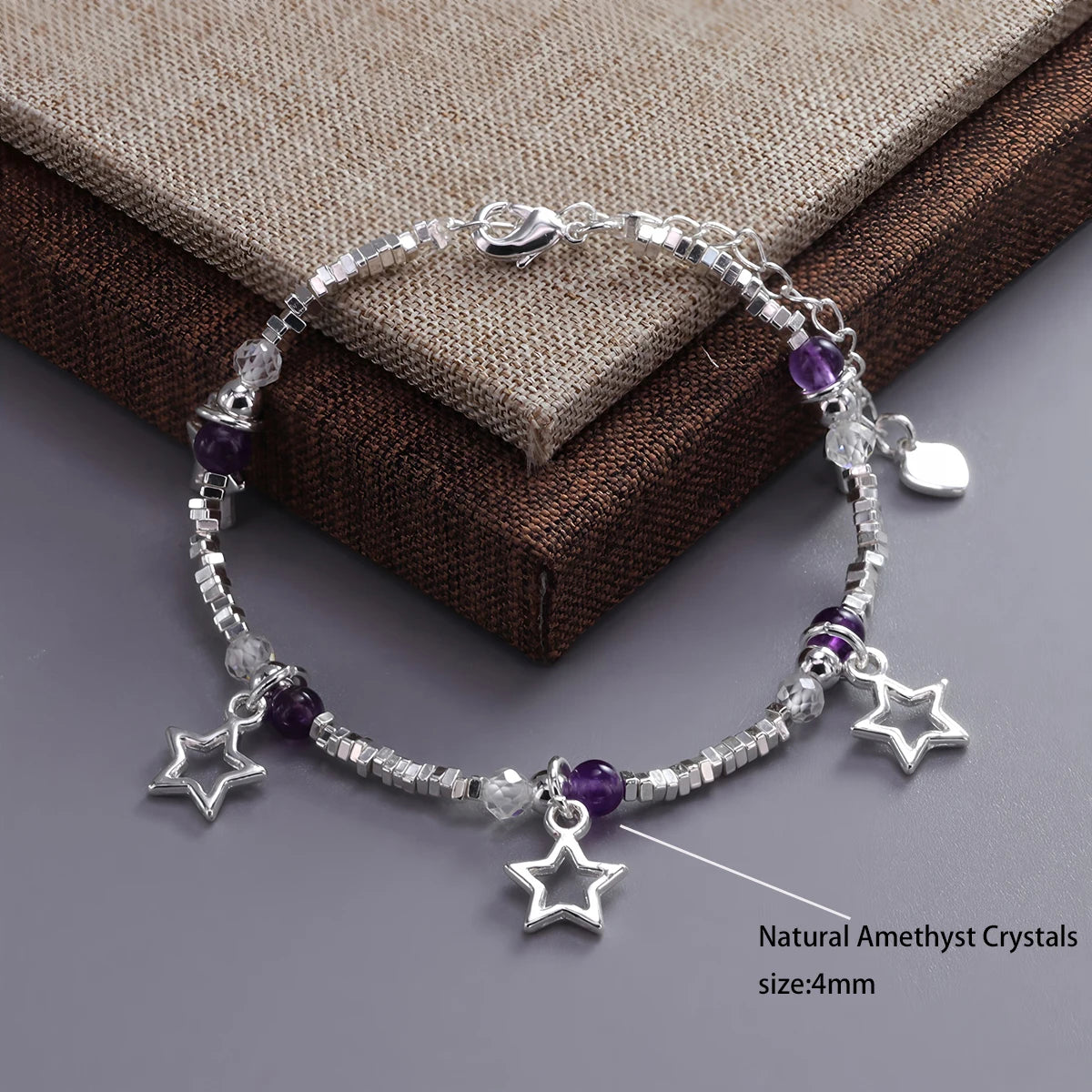925 Sterling Silver Star Bracelet for Women and Girls, Multicolour Bohemia Jewelry Gift