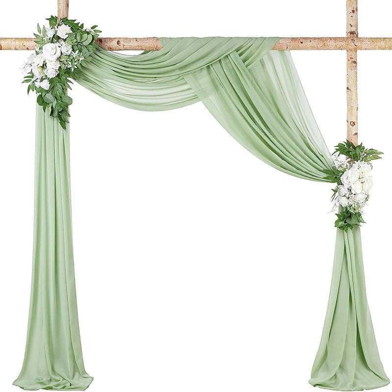 Elegant Sage Green Chiffon Wedding Table Runner - Vintage Gauze Design