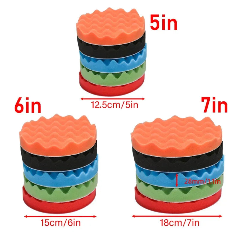 Car Polishing Sponge Pads Kit - Buffing & Waffle Foam Pads for Detailing