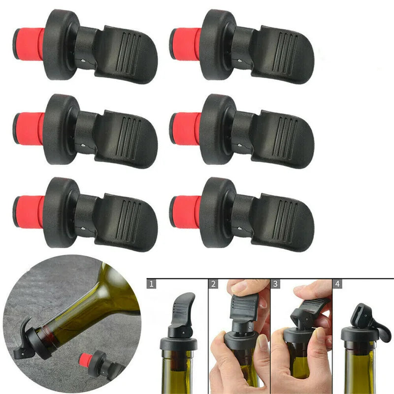 Reusable Wine & Beverage Bottle Stopper Sealing Cap with Lever - Fits Mineral Water, Beer, Champagne, Oil - 7x3.2cm