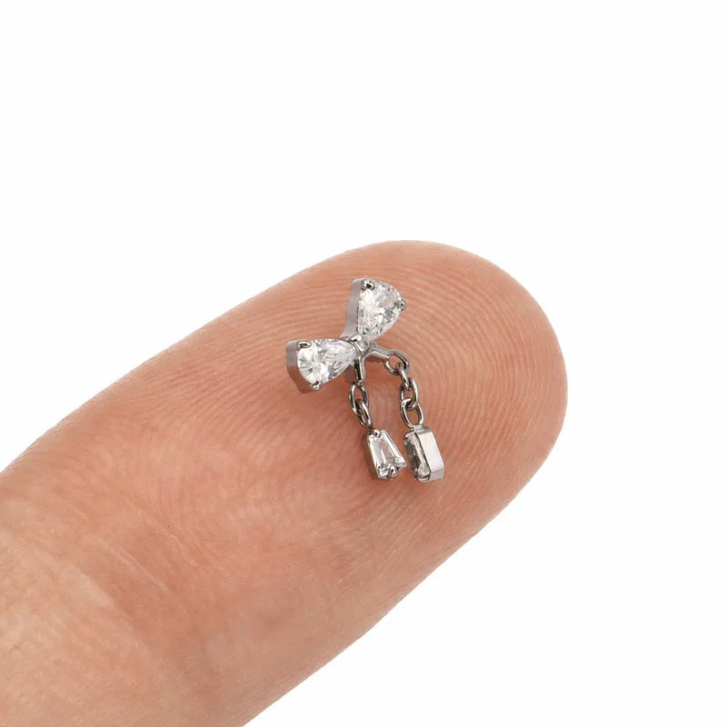 Titanium Body Piercing Chain Pendant Cartilage Earrings - 16G 18G Jewelry