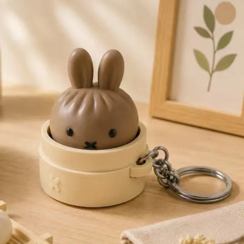 Kawaii Miffy Stress-Relief Steamed Bun Keychain Toy - Cute Cartoon Carrying Accessory