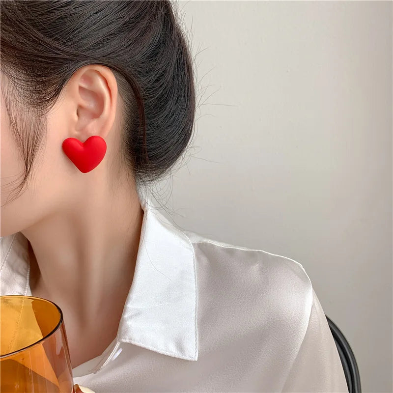 Candy Color Acrylic Heart Geometric Earrings - Simple Party Jewelry for Women