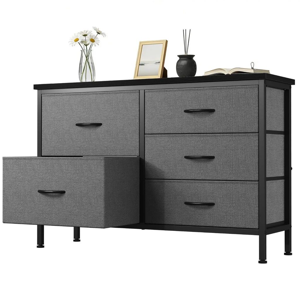 Multifunction Fabric Drawer Cabinet with Metal Frame and Adjustable Feet