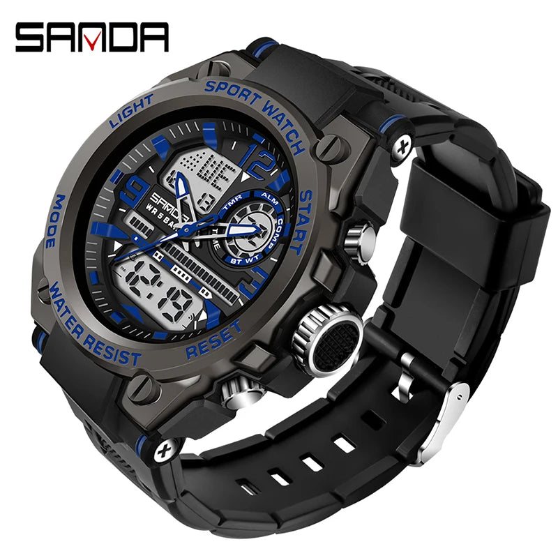 Men's Digital Sports Watch Dual Display Waterproof Quartz Military Watch