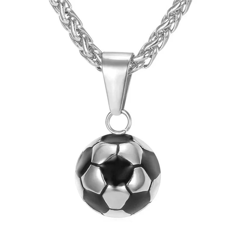Football Necklace with Stainless Steel Chain - Boy's Gift, Men's Jewelry