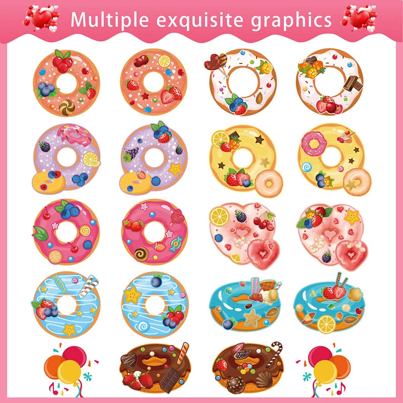 Children's Donut Puzzle Stickers Game - Funny Assemble Jigsaw Kids Educational Toy