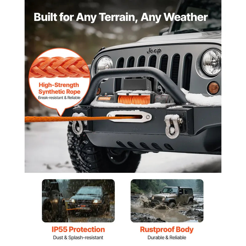 12,000 lbs Wireless Electric Winch for Off-Road Vehicles with Synthetic Rope