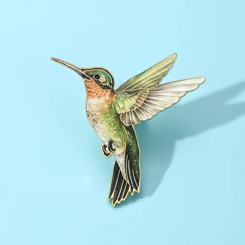 Colorful Hummingbird Enamel Brooch Lapel Pin - Zinc Alloy & Silicone Jewelry