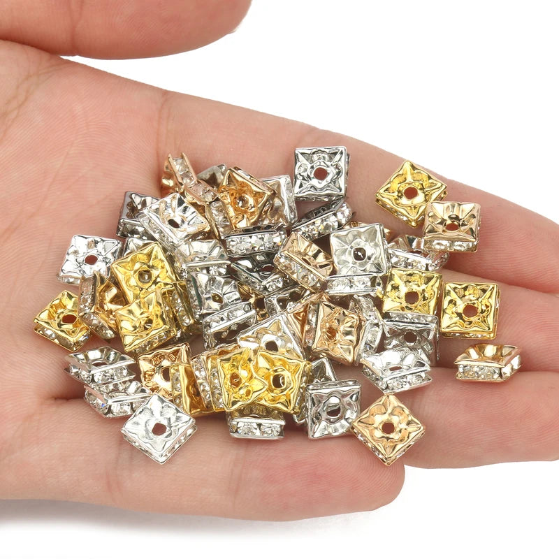 Jewelry Spacer Beads Set - 50pcs Crystal Rhinestone Rondelles for Necklace & Bracelet Making