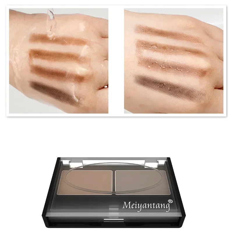 Eyebrow & Eyeshadow Makeup Kit - Waterproof 2-Color Powder Palette + Brush