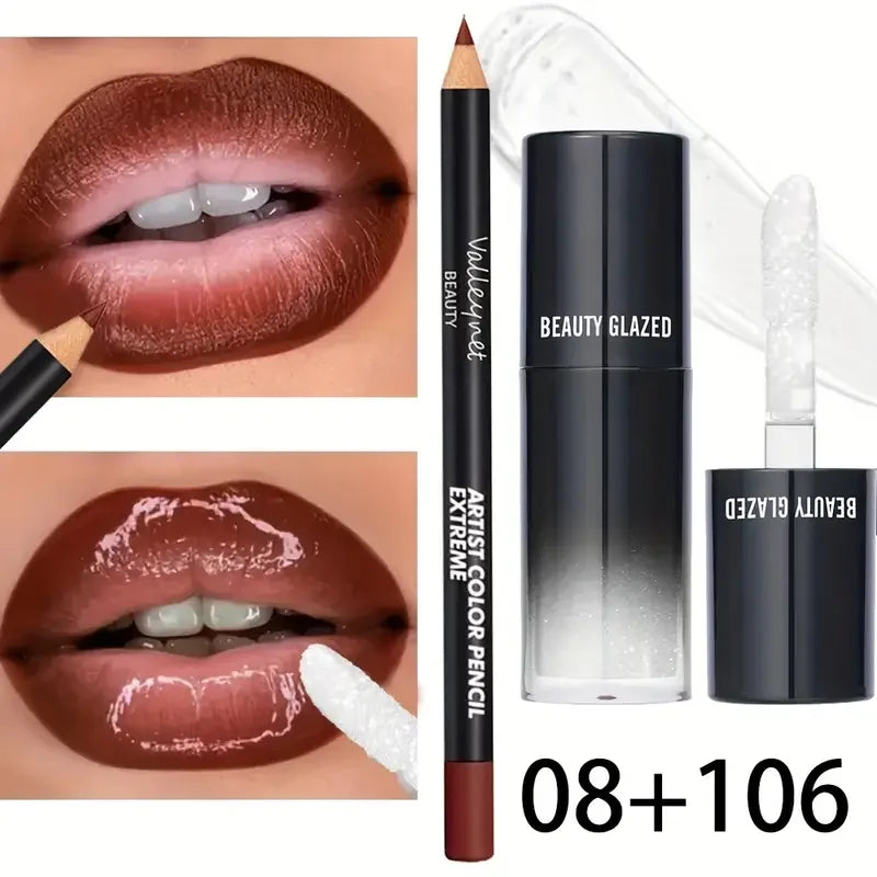 Velvet Texture Lip Makeup Set - Matte Effect, Moisturizing, Natural Finish, 2 Pieces