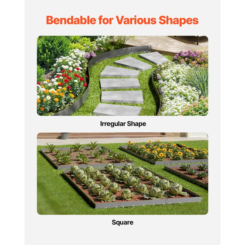 Metal Landscape Edging 5 Pieces Flexible Rust-Resistant Garden Border Heavy Duty