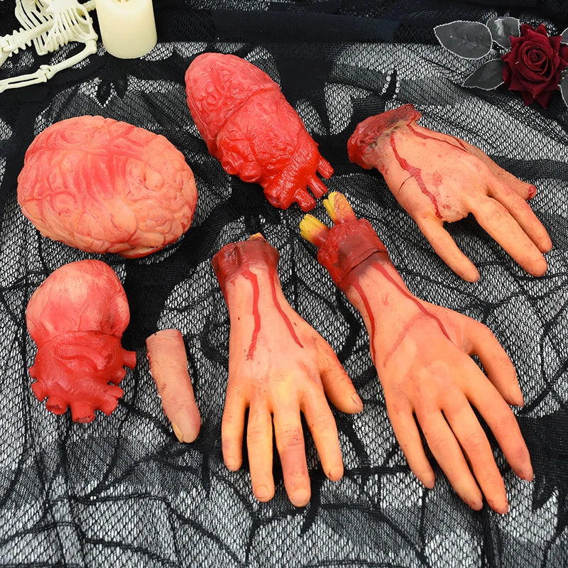 Halloween Horror Props Fake Bloody Severed Limb Set for Party & Haunted House Decor
