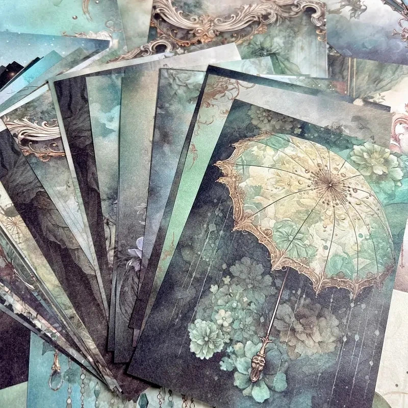 50 Pieces Vintage Scrapbooking Paper Set Handmade Collage Background Craft Material
