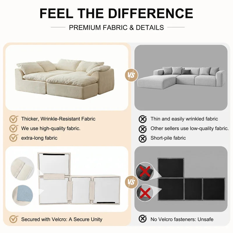 Modern Modular Sectional Sofa with Removable Cushions for Living Room Comfort