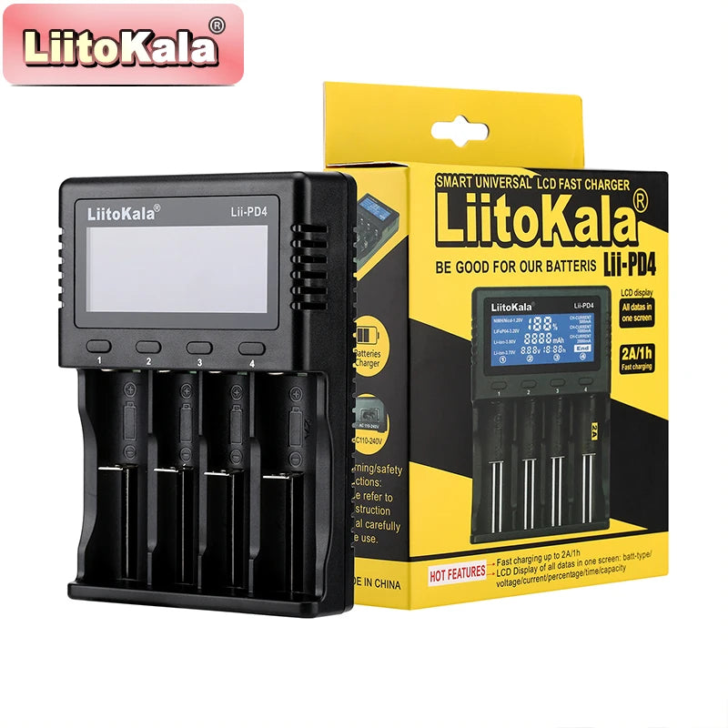 Fast Charging Multi-Bay Battery Charger for LiFePO4, 18650, AA, AAA, LCD Display