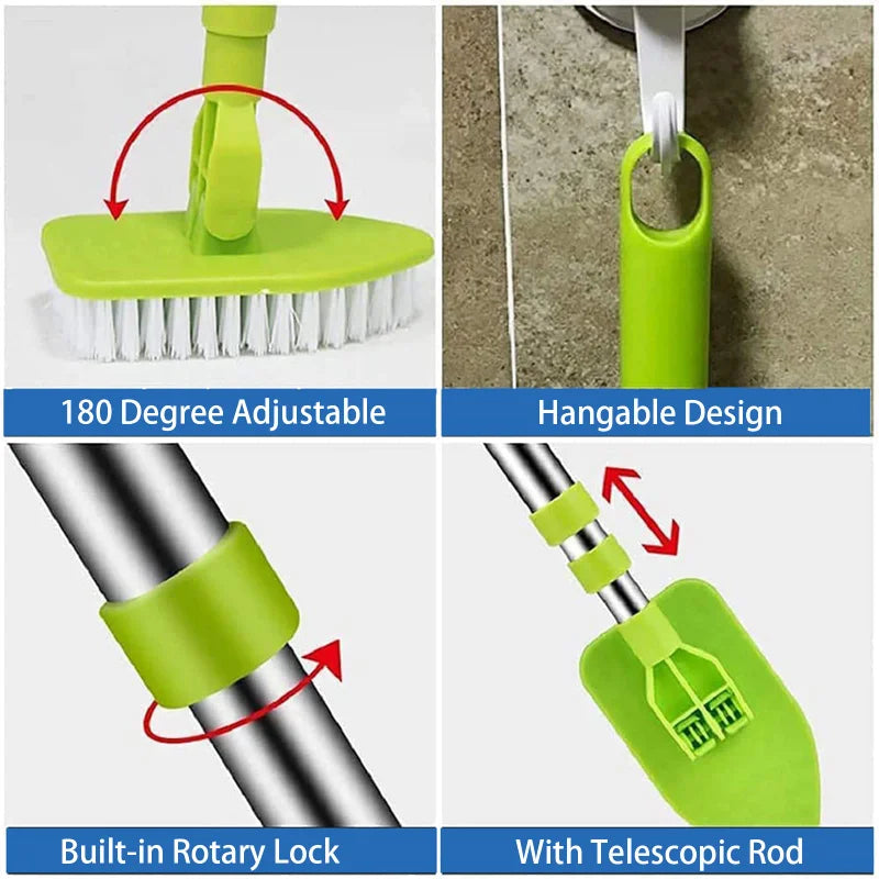 Telescopic Glass Wiper & Multi-Function Cleaning Brush Set - 37" Extendable Handle