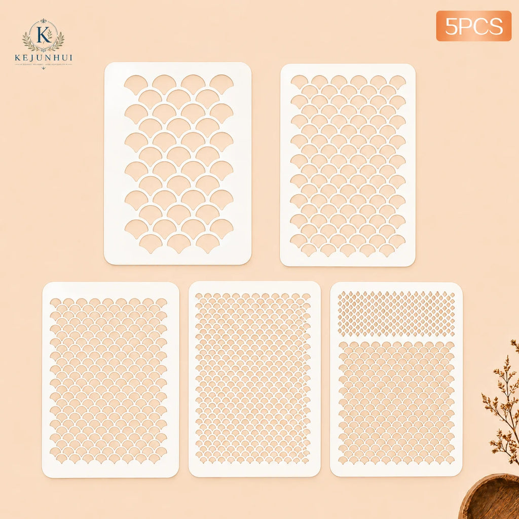 Fish Scale Stencil Set for Painting - Reusable Mermaid Ocean Pattern Templates