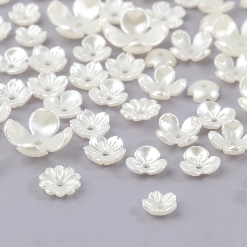 DIY Jewelry Bead Caps - 50 or 100pcs ABS Flower Imitation Pearl Beads for Bracelets & Necklaces