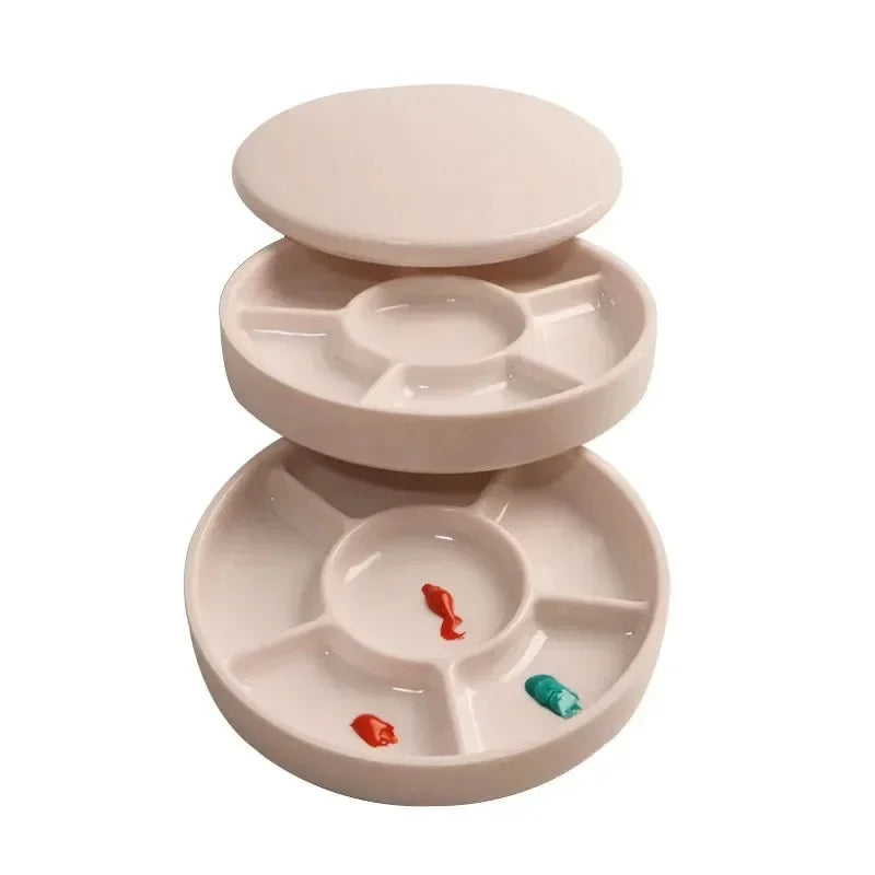 Multifunctional Round Paint Palette with Lid for Acrylic and Watercolor Artists