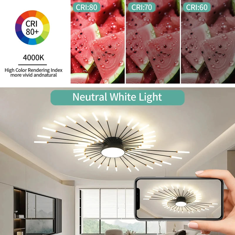 Creative Fan-Shaped LED Ceiling Lamp Modern Interior Lighting Pendant Light