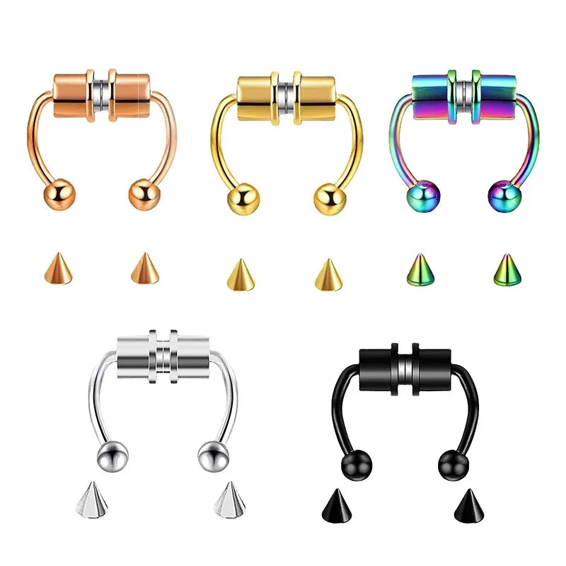 Fake Nose Piercing Hoop Septum Clip Non-Piercing Nose Ring Body Jewelry for Women