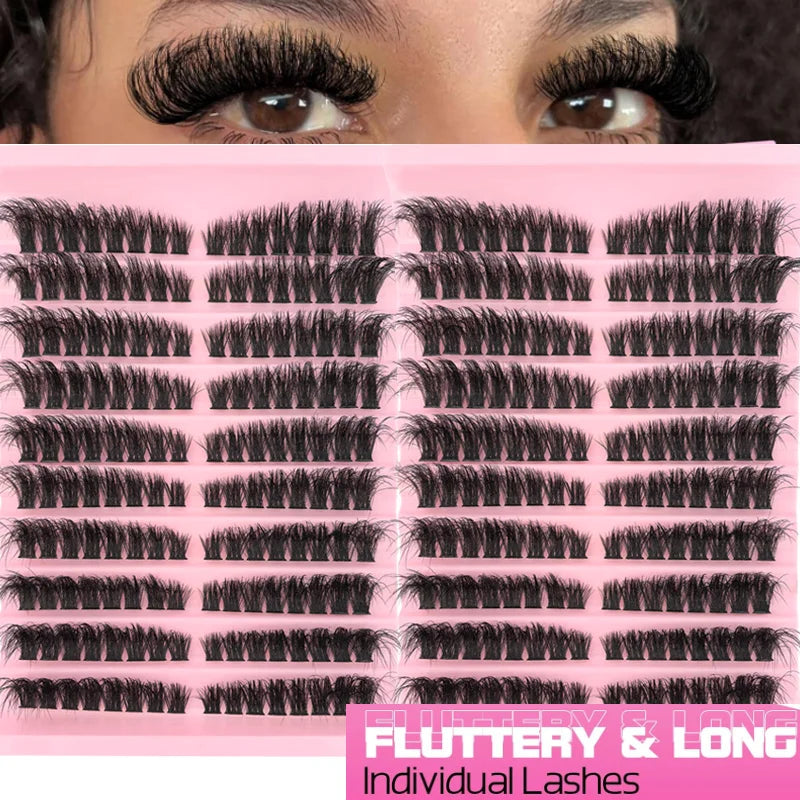 False Eyelash Kit 10-18mm Natural Fluffy Lash Extension Set with Bond and Seal