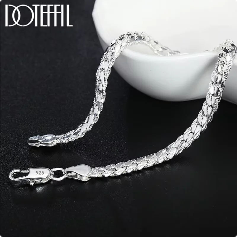 925 Sterling Silver Chain Necklace & Bracelet Set for Women & Men - Multiple Lengths & Colors