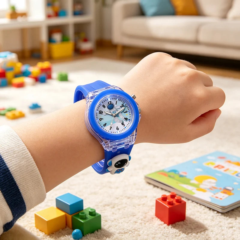 Kids Light-Up Silicone Character Watch with Colorful Dial and Fun Lights - Multiple Colors