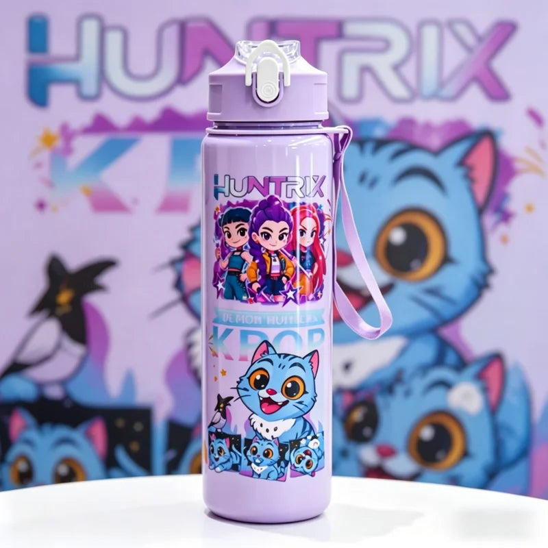 Cute Cartoon Water Bottle with Lanyard - Leakproof, Large Capacity, Portable, Kids & Adults