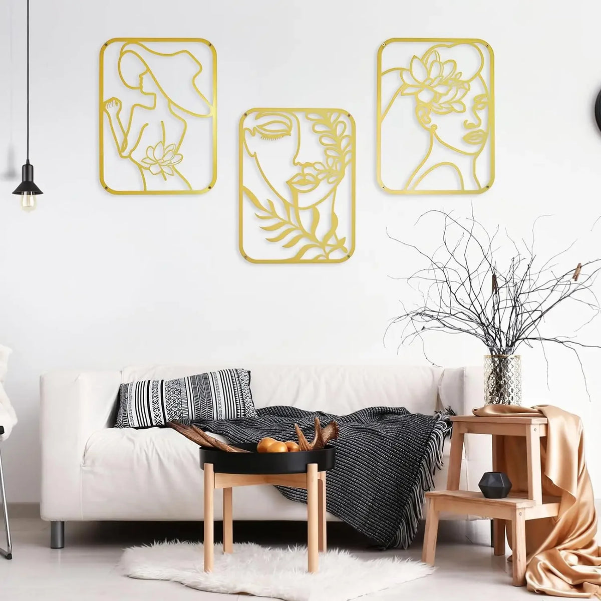 Iron Wall Art Sculpture - Feminine Figures, Waterproof Metal Decor for Home & Living Room