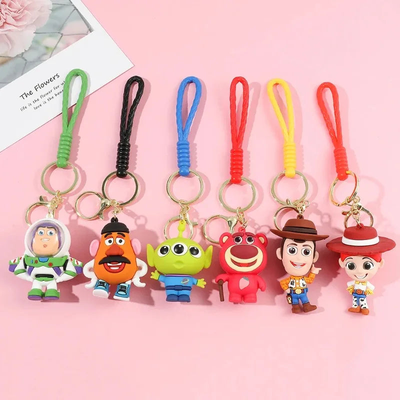 Character Keyring Set - Woody Buzz Jessie Doll Pendant for Kids