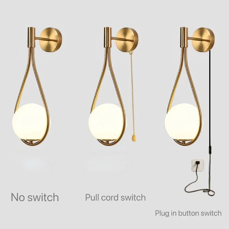Modern Indoor Wall Sconce Light with Plug Switch - LED Bedroom & Living Room Wall Lamp