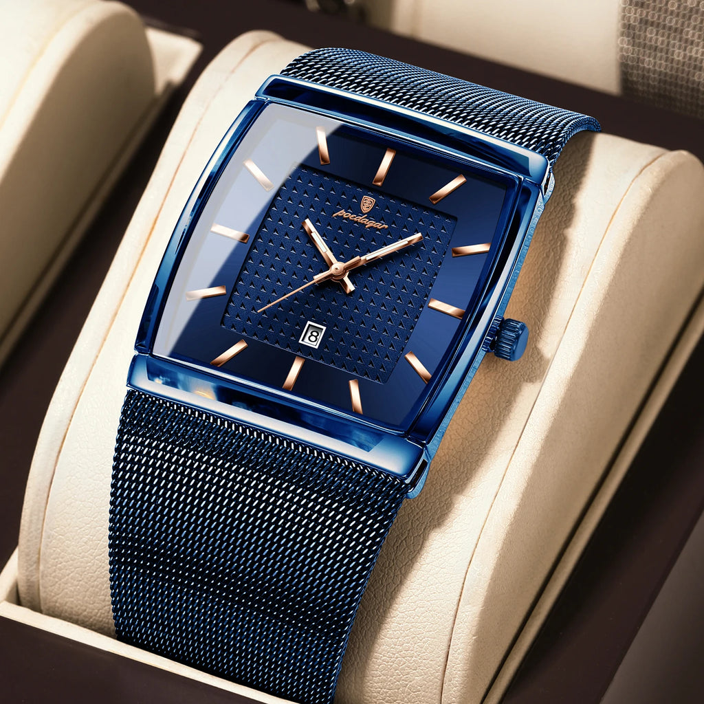 Luxury Men’s Waterproof Luminous Stainless Steel Mesh Watch - Business Quartz