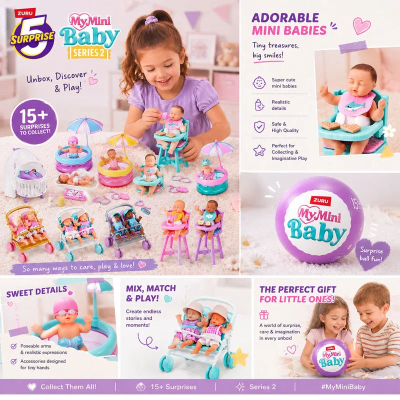Mini Baby Doll Surprise Set with Accessories - Collectible Kids Play Toy