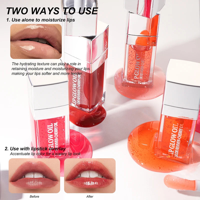 Lip Moisturizing Oil with 5 Color Options - Hydrating Lip Gel & Water Mist