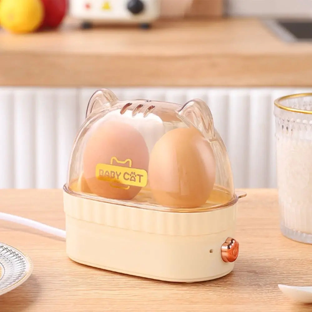 Electric Egg Cooker Steamer with Auto Power-Off, Cat Shape Food Steamer for Kitchen