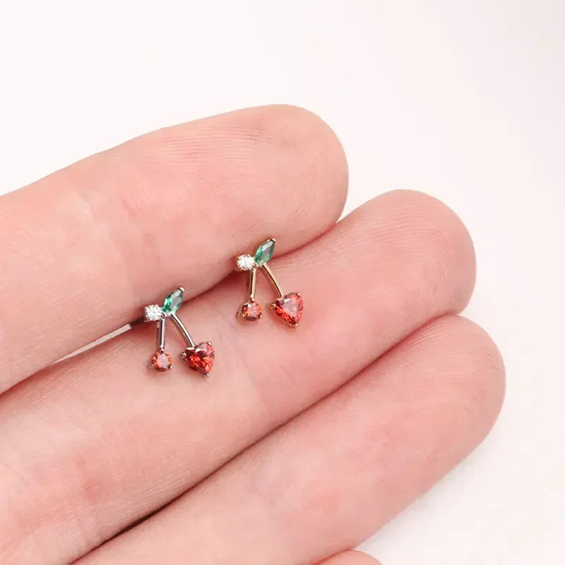 Titanium Lab Piercing Earrings Heart CZ 16G 18G Labret Ear Helix Body Jewelry