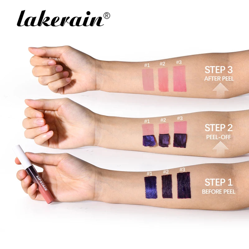 Long Lasting Waterproof Lip Stain Set - Peel Off Natural Lip Color, Transfer-Proof, 3 Colors