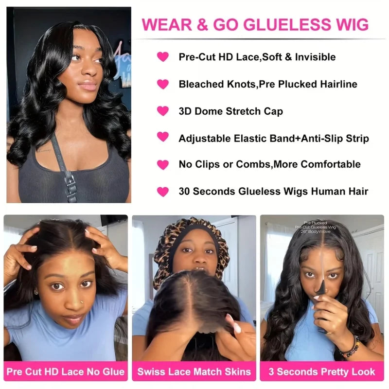 Glueless Bob Wigs Human Hair Short Body Wave Lace Front Wigs for Women