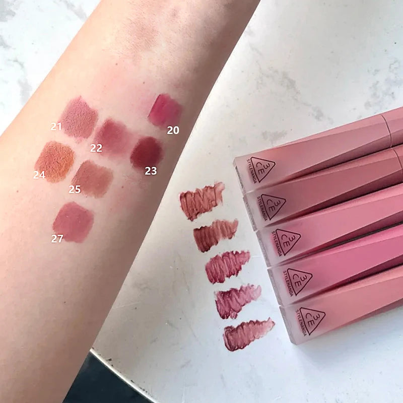 Velvet Lip Tint Plush Buildable Color Lipstick - 20-27 Shades, Korean Cosmetic